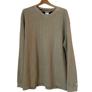 Columbia Sweater Men XL Tan V Neck Stretchy Columbia Tag on L Sleeve